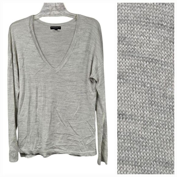 Lane Bryant Fine Merino Wool Sweater Beige Shimmer Pullover V-Neck Spring Work L - Picture 1 of 10